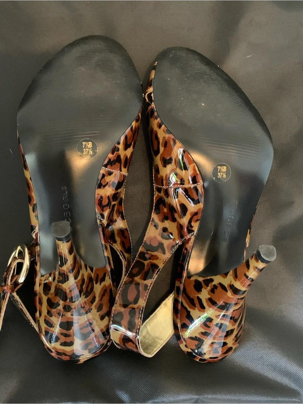 BCBGirls Leopard Print Slingback Peep-Toe Heels